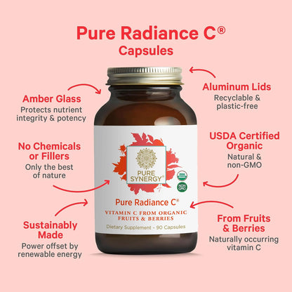 Pure Radiance C - Organic Vitamin C Capsules - Whole Food, Non-GM, 90 Capsules