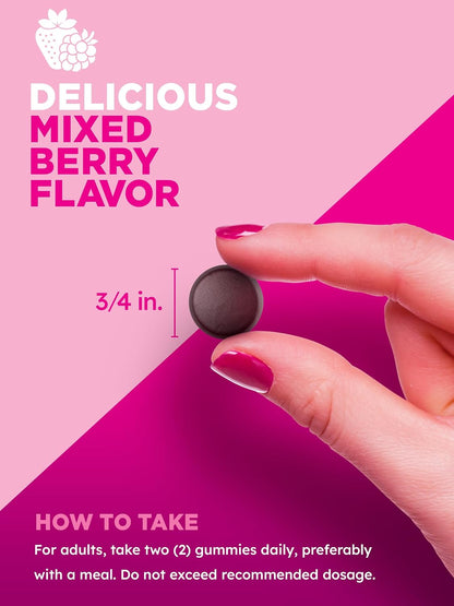 PINK Multivitamin Gummies for Women - Non-GMO, Gluten-Free, with Collagen & Biotin - Mixed Berry