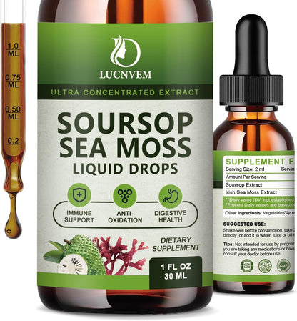Organic Soursop Graviola Bitters Liquid Drops - Apple Flavour, 60 ml (30-Day Supply)