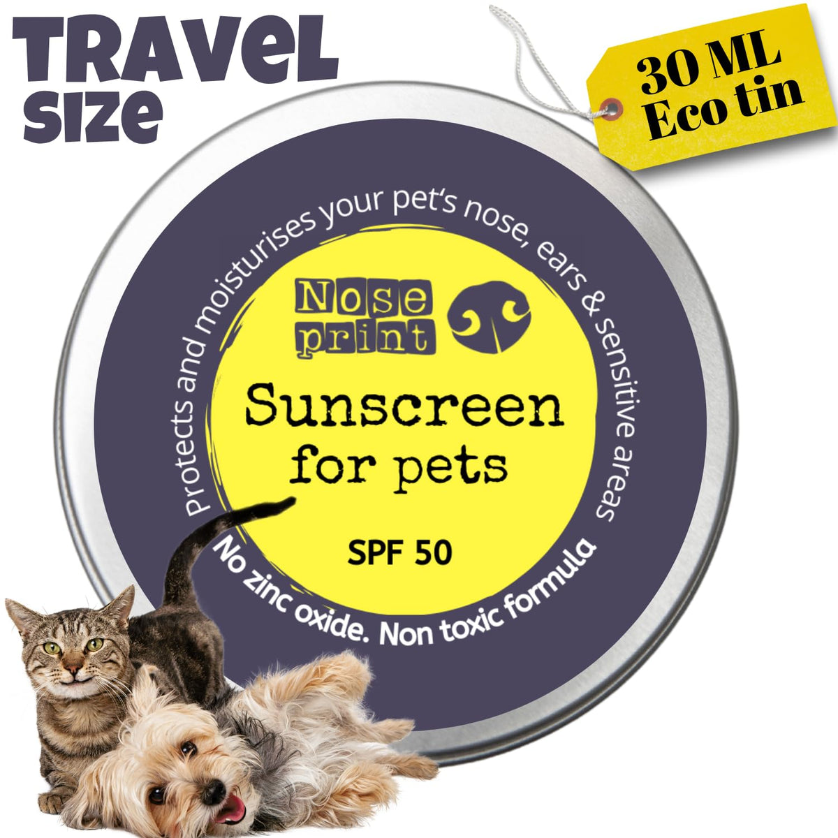 Noseprint SPF 50 Sun Protection Balm for Pets - 30 ml Tin, Moisturising Sunscreen for Dogs and Cats, Non-Toxic Nose and Paw Balm - görsel 6