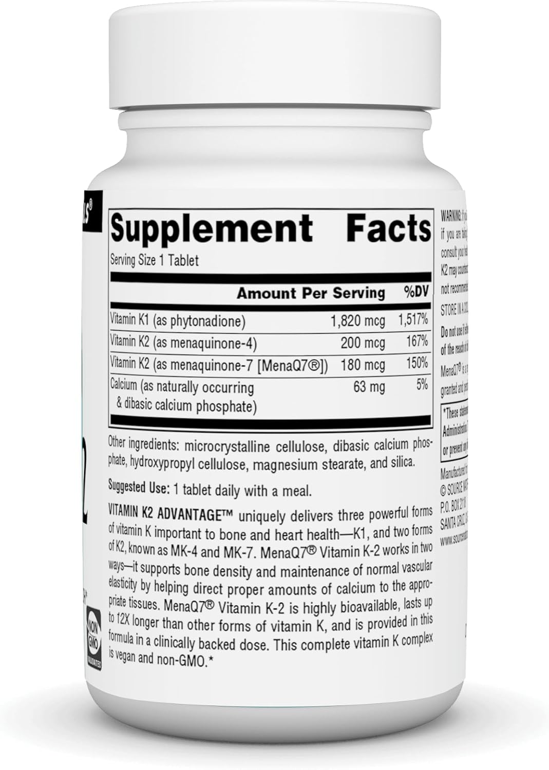 Source Naturals Vitamin K2 Advantage, for Bone Health, 2200 mcg - 120 Tablets - görsel 2