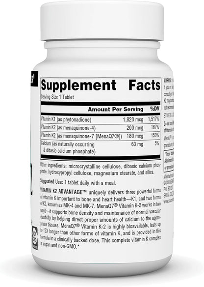 Source Naturals Vitamin K2 Advantage, for Bone Health, 2200 mcg - 120 Tablets