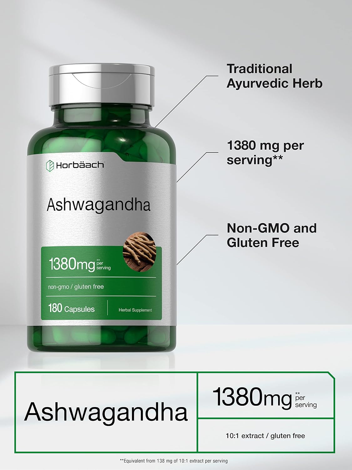 Horbäach Ashwagandha Root Supplement – 180 Capsules - görsel 3