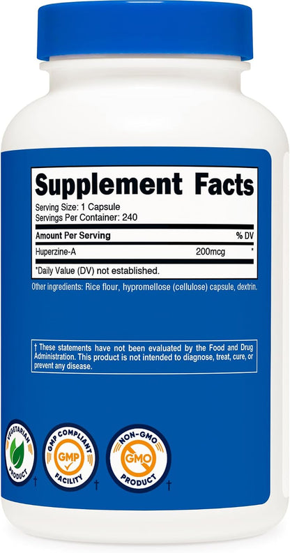 Nutricost Huperzine A 200mcg, 240 Capsules – Non-GMO, Vegetarian Friendly