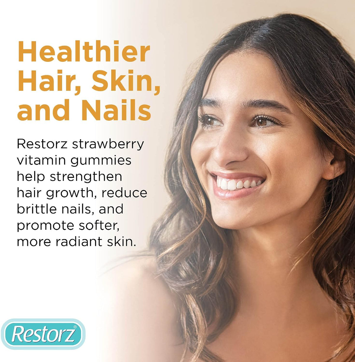 Restorz Hair, Skin, and Nails Biotin Gummy Vitamins, Strawberry Flavour (12-Pack) - görsel 6