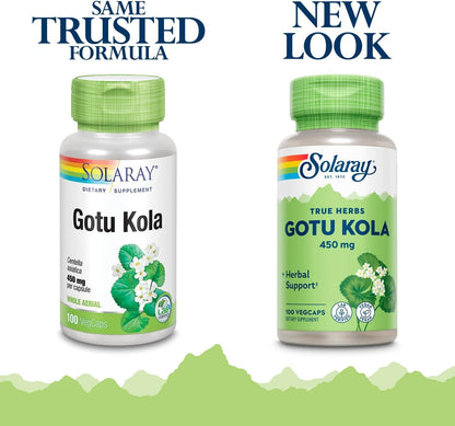 SOLARAY Gotu Kola 450 mg | Circulation Support | Non-GMO & Vegan | 100 Veg Capsules | Pack of 2
