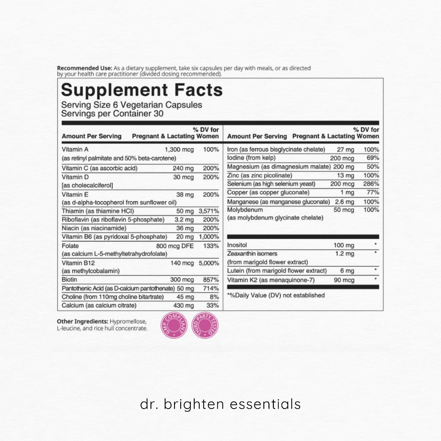 Dr. Brighten Prenatal Plus - Active B Vitamins, Minerals & Antioxidants - görsel 2