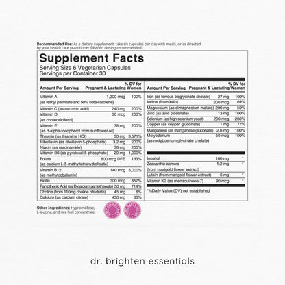 Dr. Brighten Prenatal Plus - Active B Vitamins, Minerals & Antioxidants