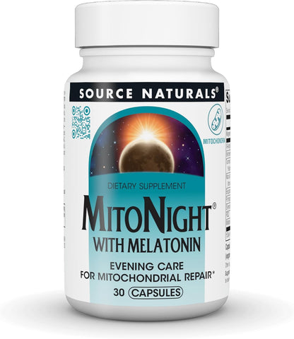 Source Naturals MitoNight® with Melatonin, Nighttime Care for Mitochondrial Repair - 30 Capsules