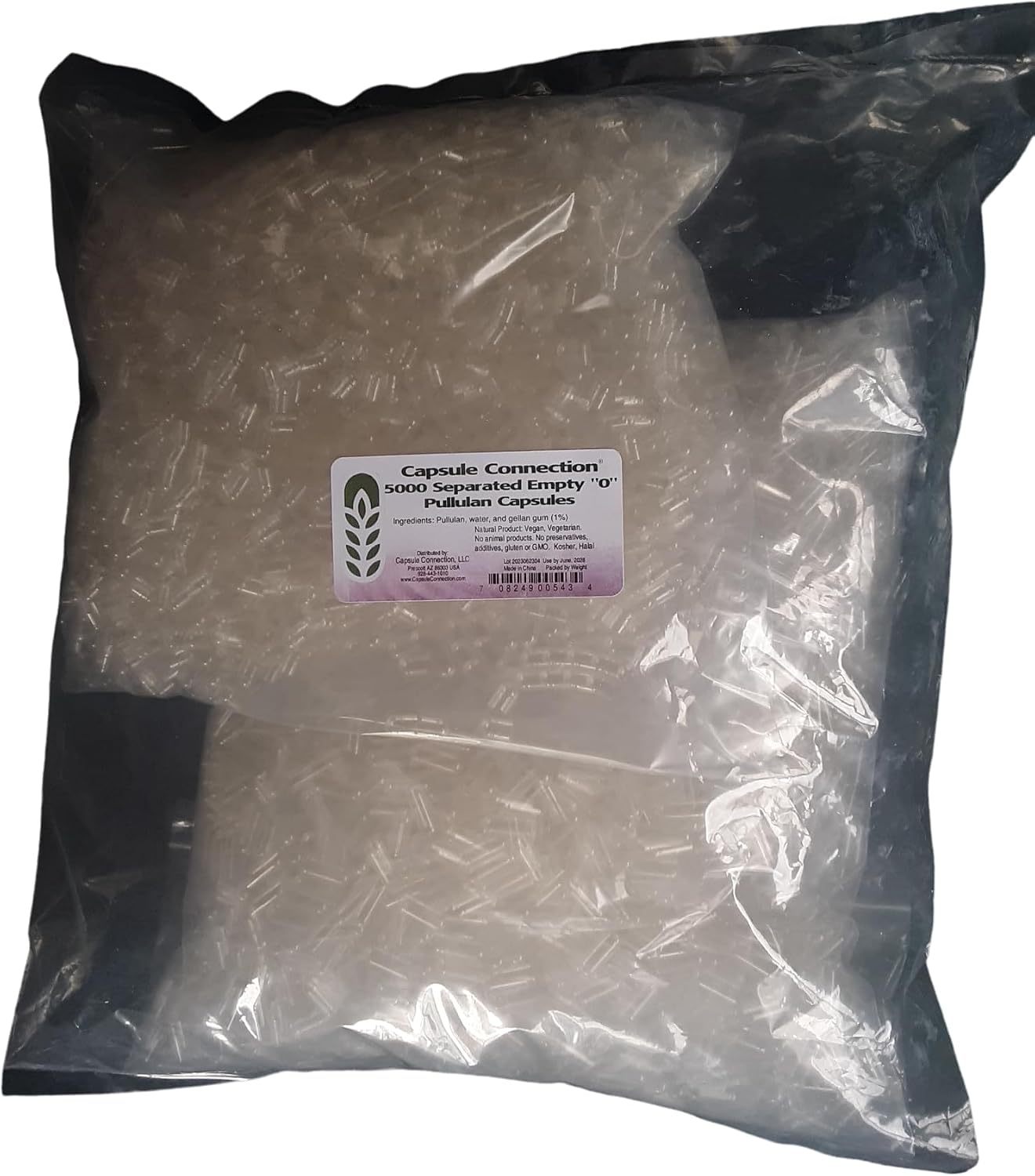 Capsule Connection Separated Empty Pullulan Capsules, Size 0, Vegan & Vegetarian (5000 in Resealable Bag) - görsel 1
