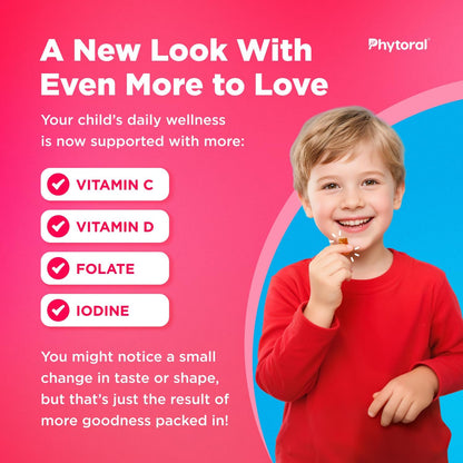 Phytoral Kids Vitamins Gummy Multivitamin - Natural Energy Support & Immune Health for Children - 90 Gummies
