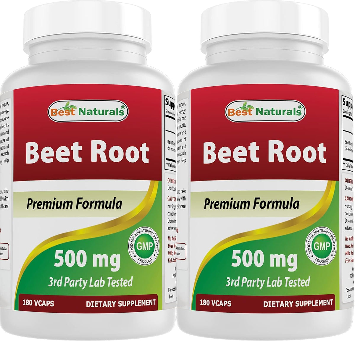 Best Naturals Beet Root Powder 500 mg 180 Capsules (180 Count (Pack of 2)) - görsel 1