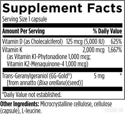 Designs for Health Vitamin D Supreme - Vitamin D3 5000 IU with Vitamin K2 MK-4, K1, and GG - Bone and Immune Support (60 Capsules)