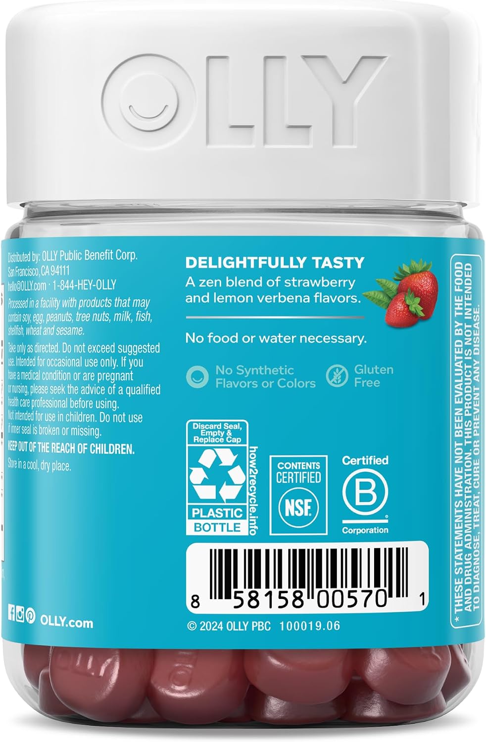 OLLY Goodbye Stress Gummies, GABA and L-Theanine Stress Support Supplement, Berry - 42 Count - görsel 7
