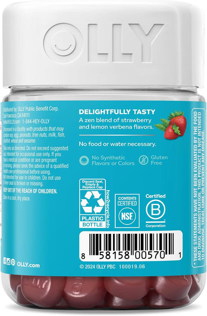 OLLY Goodbye Stress Gummies, GABA and L-Theanine Stress Support Supplement, Berry - 42 Count