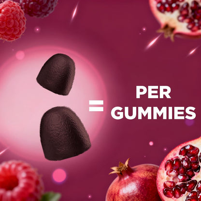 Vitamatic Beetroot Gummies with B6, B12, Grape Seed, Pomegranate & Nicotinamide - Vegan, Non-GMO, 60 Gummies