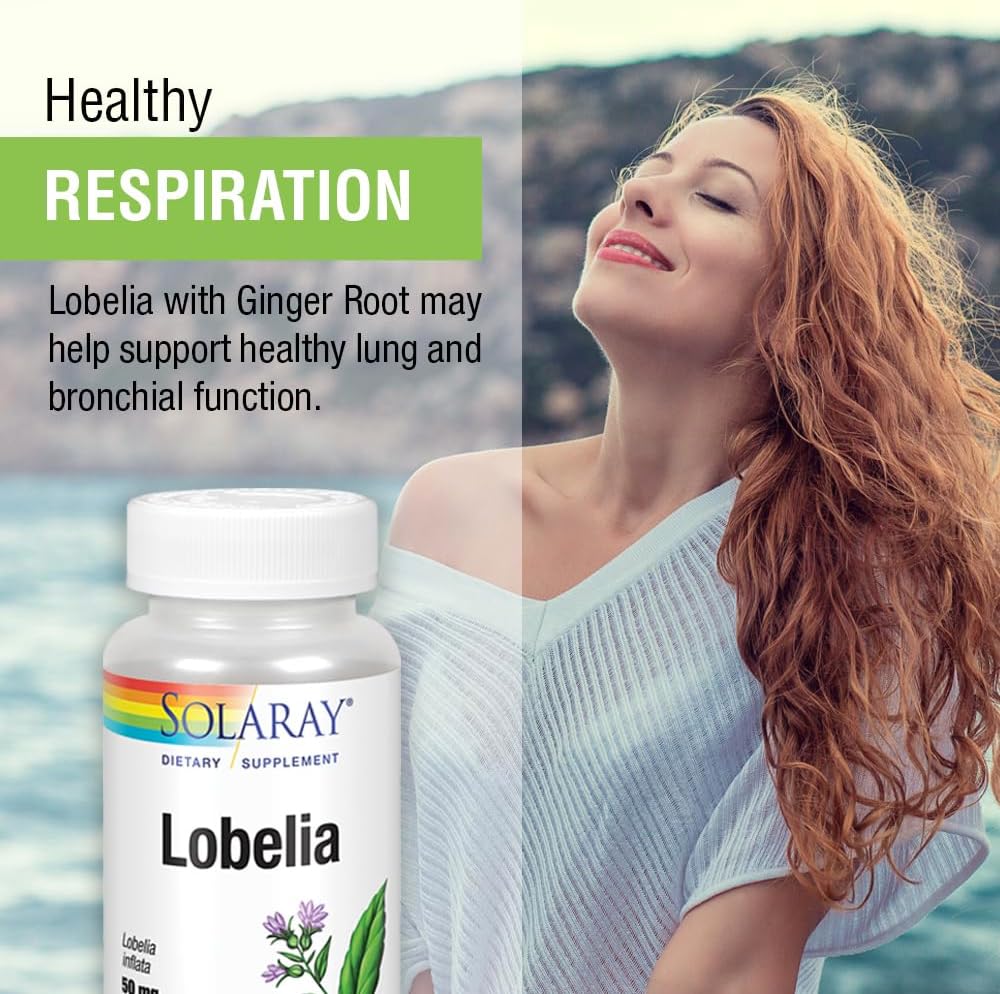 SOLARAY Lobelia Aerial 50mg – Herbal Supplement with Ginger Root, 100 VegCaps - görsel 4