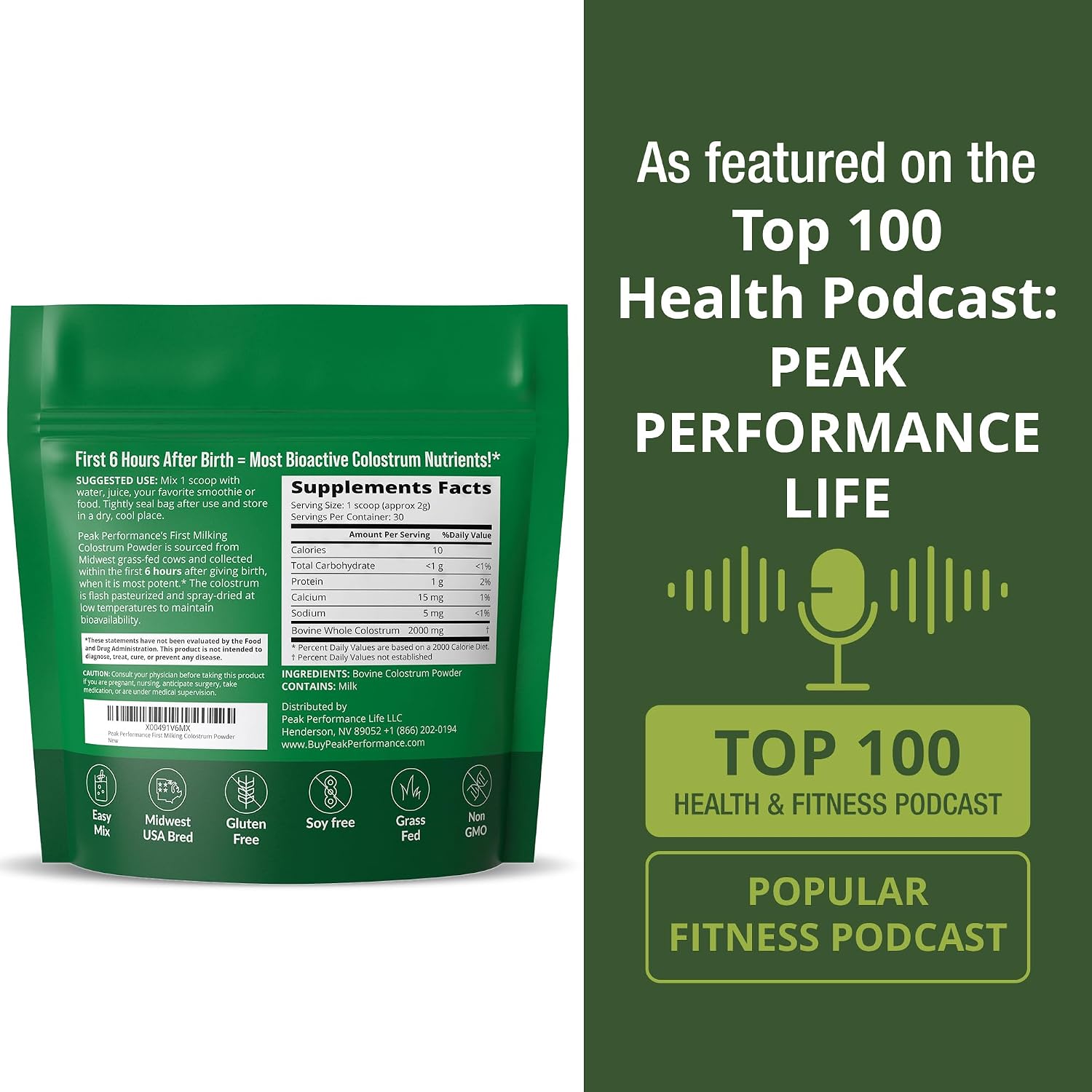 Peak Performance First Milking Colostrum Powder – Grass-Fed, Non-GMO Bovine Colostrum Supplement - görsel 6