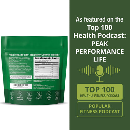 Peak Performance First Milking Colostrum Powder – Grass-Fed, Non-GMO Bovine Colostrum Supplement