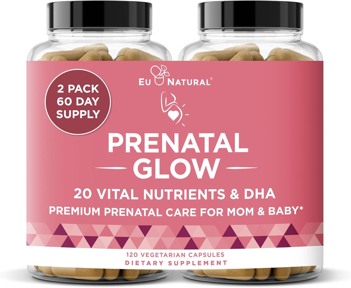 Eu Natural Glow Prenatal Vitamins for Women – 20-in-1 Multivitamin with Folate & Vegan DHA – 60 Vegetarian Capsules - görsel 10