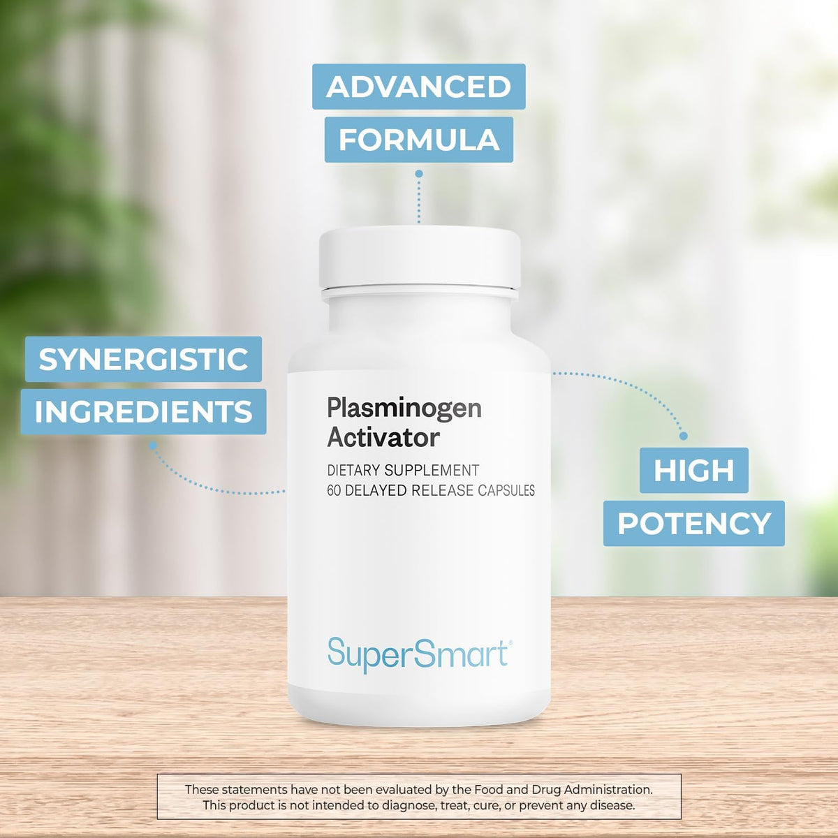 Supersmart Plasminogen Activator (Advanced Formula) - High Potency Antioxidant with Nattokinase, Serrapeptase, Pterostilbene, OPC - 60 Delayed-Release Capsules - görsel 3