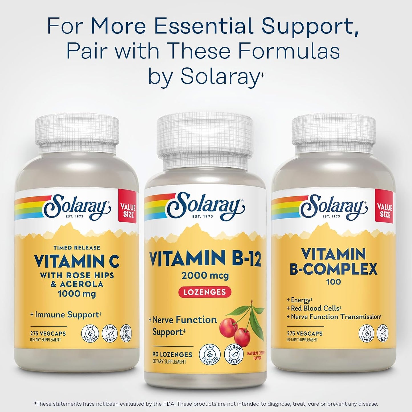 SOLARAY Vitamin B12 2000 mcg Lozenges - Vegan, No Sugar, Natural Cherry Flavour - görsel 6