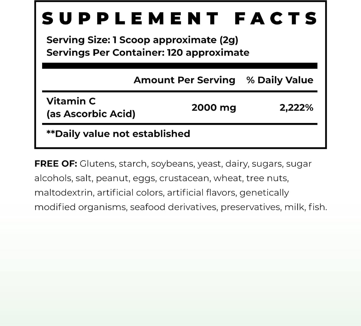 Immune & Genetics Protocols LLC Vitamin C High Potency Powder 2000 mg – Vegan, Non-GMO, 120 Servings - görsel 2