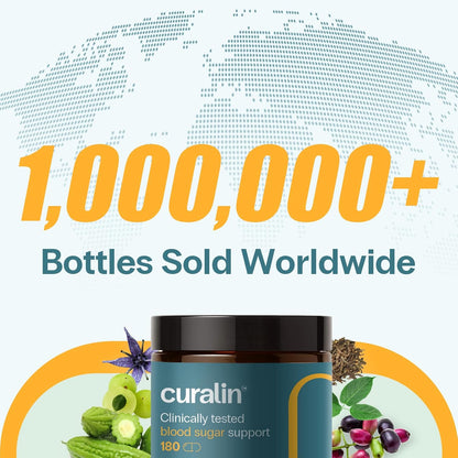 Curalin Blood Sugar Complex – 180 Capsules, 9-Herb Blend for Glucose Metabolism and Energy Support