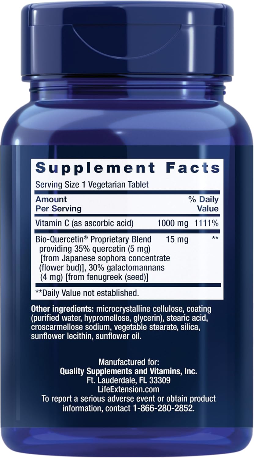 Life Extension Vitamin C and Bio-Quercetin Phytosome – Cardiovascular Health & Immune Support Food Supplement, 60 Tablets - görsel 2