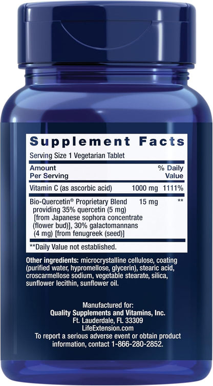 Life Extension Vitamin C and Bio-Quercetin Phytosome – Cardiovascular Health & Immune Support Food Supplement, 60 Tablets
