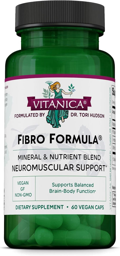 Vitanica FibroFormula - Support for Neuromuscular Relaxation and Neurotransmitter Balance with 5-HTP, PEA, Saffron & Magnesium - Vegan - 60 Capsules