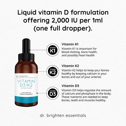 Dr. Brighten Vitamin D3/K2 – Highly Concentrated Liquid Drops – 60 ml