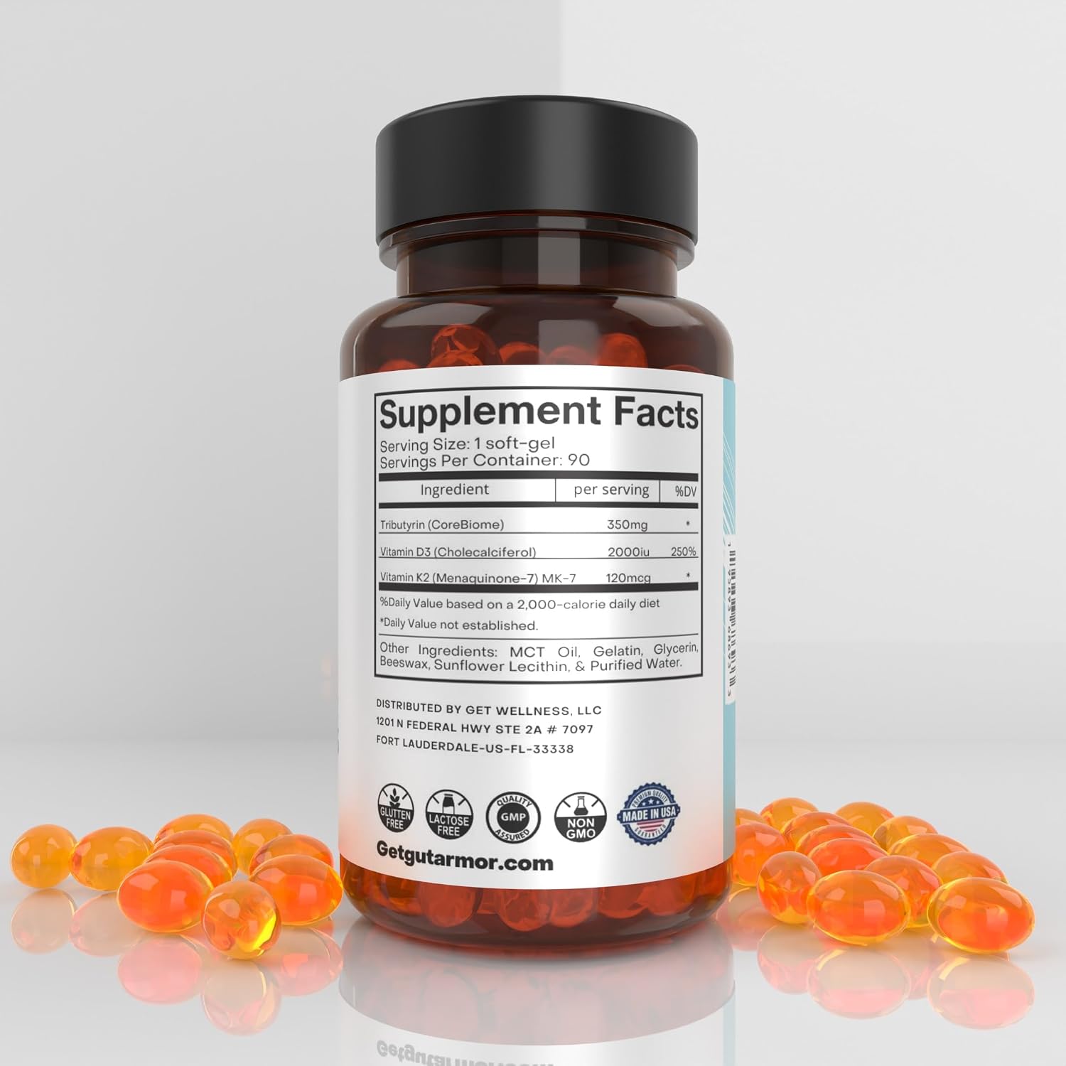 Gut Armour Gut & Heart Health + Immune Support | Pure Butyrate, Vitamin D3, K2 | 30 Soft gel capsules - görsel 3
