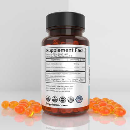 Gut Armour Gut & Heart Health + Immune Support | Pure Butyrate, Vitamin D3, K2 | 30 Soft gel capsules