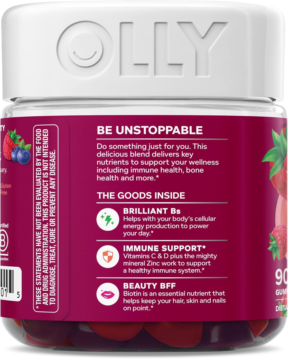 OLLY Women's Multivitamin Gummy – Berry Flavour – 90 Gummies - görsel 9