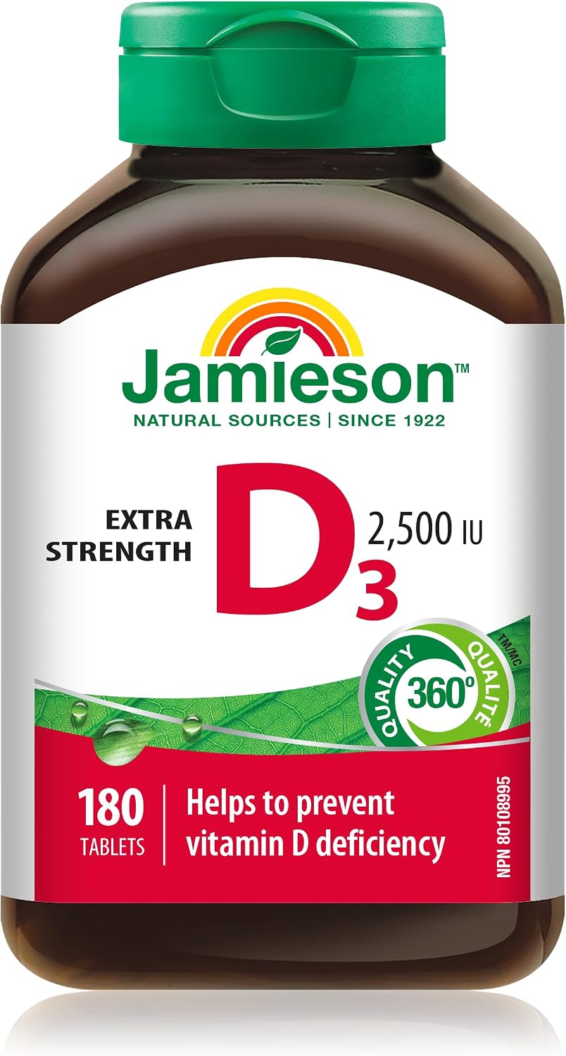 Jamieson Extra Strength Vitamin D3 2,500 IU, 180 Tablets - görsel 1