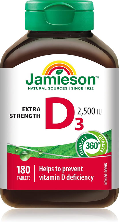 Jamieson Extra Strength Vitamin D3 2,500 IU, 180 Tablets