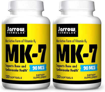 Jarrow Formulae MK-7 90 mcg - 120 Softgels, Pack of 2 - Vitamin K2 for Bone and Cardiovascular Support