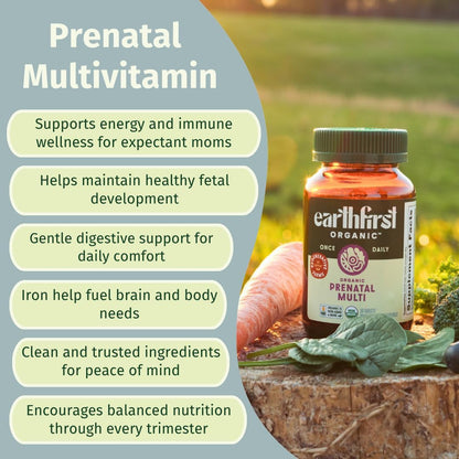 Prenatal Once Daily Multivitamin for Women for Preconception, Pregnancy, Postnatal & Breastfeeding, with Folate, Iron & Organic Whole Food Blend, Vegan, 30 Tablets
