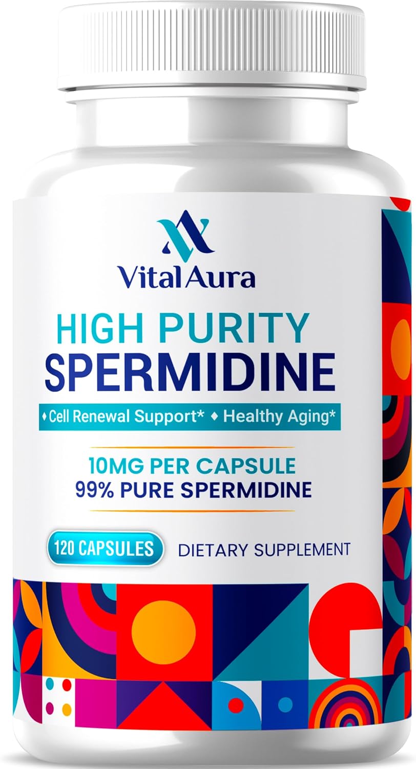 Vital Aura Spermidine Supplement – 10mg, 120 Capsules (4-Month Supply) for Cellular Health and Healthy Ageing - görsel 1