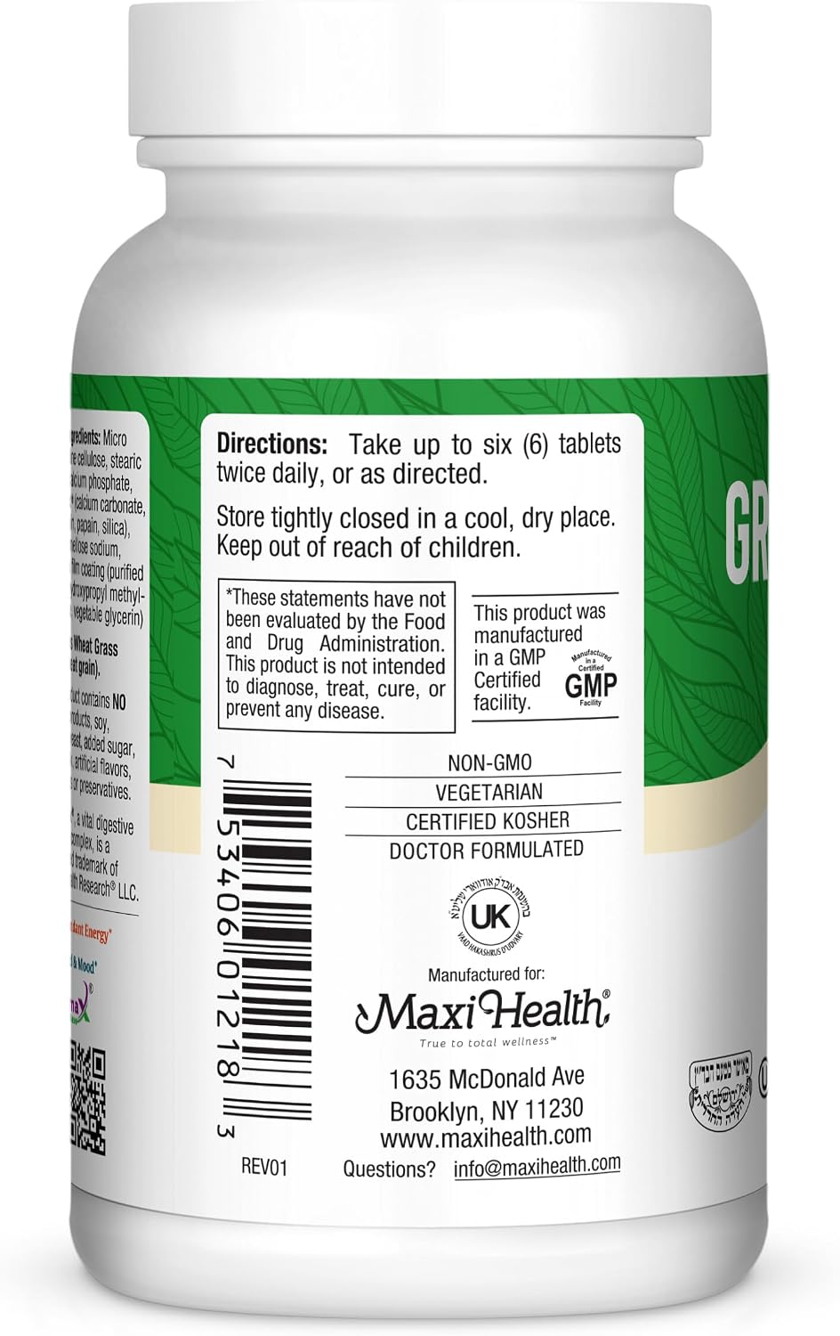 Super Greens Tablets – Green Vitality with Spirulina, Wheat Grass, Barley Grass & Chlorella – 180 Tablets - görsel 3