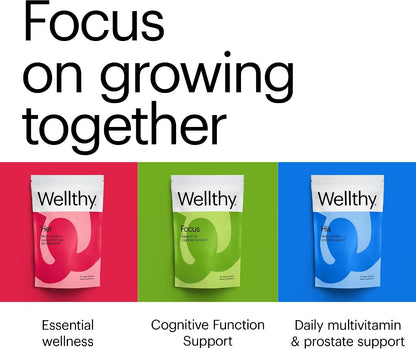 Wellthy Focus - Cognitive Function, Focus, and Memory Supplement for Mental Clarity (30 Days)