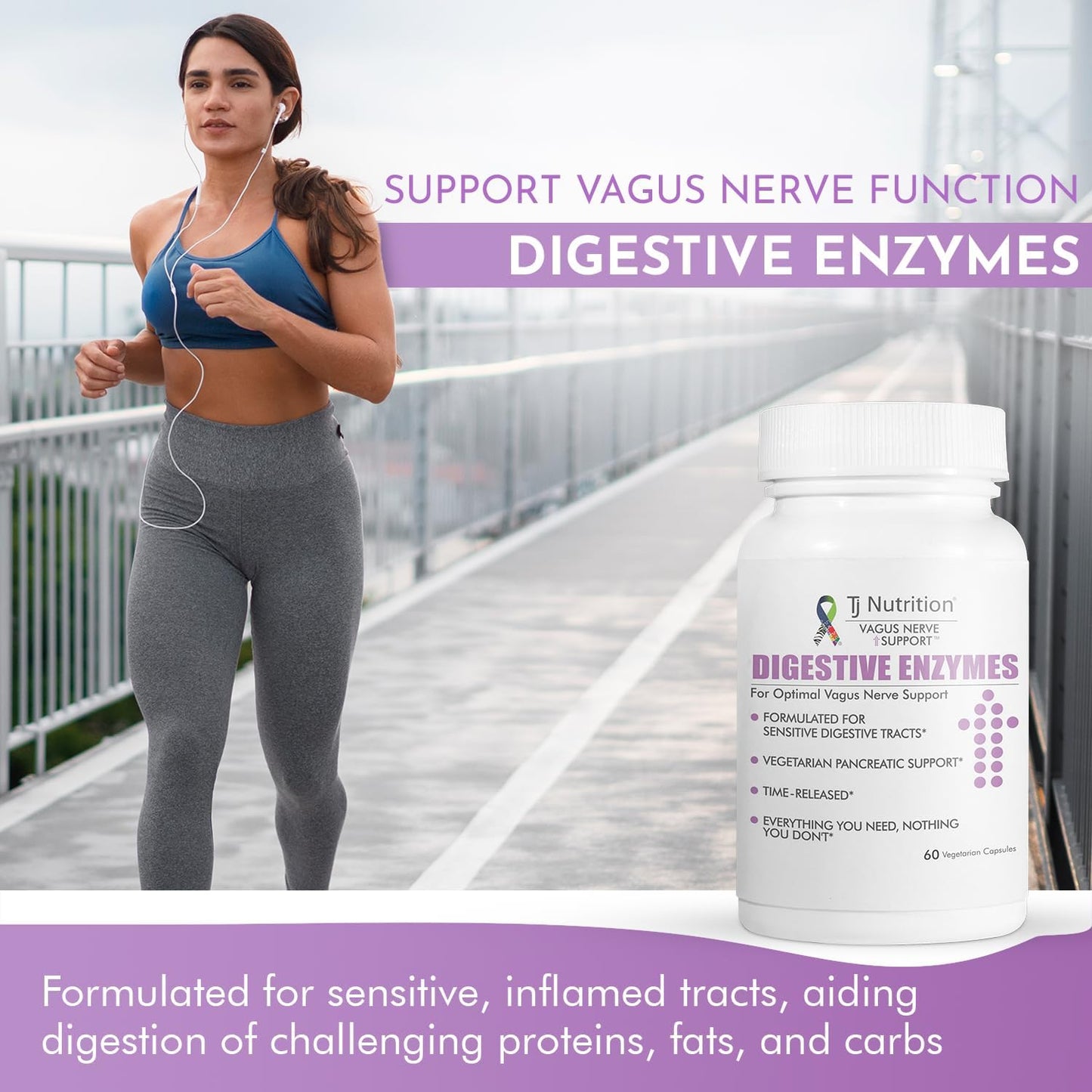 Digestive Enzymes for Sensitive Stomachs - Supports Vagus Nerve, Vegetarian Pancreatic Support, Timed Release Formula for Optimal Gut Health, Enhances Food Digestion & Gut Flora - görsel 2