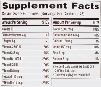 Centrum MultiGummies + Beauty Gummy Multivitamin for Women, Hair Skin and Nails, Cherry/Berry/Orange Flavours, 90 Count