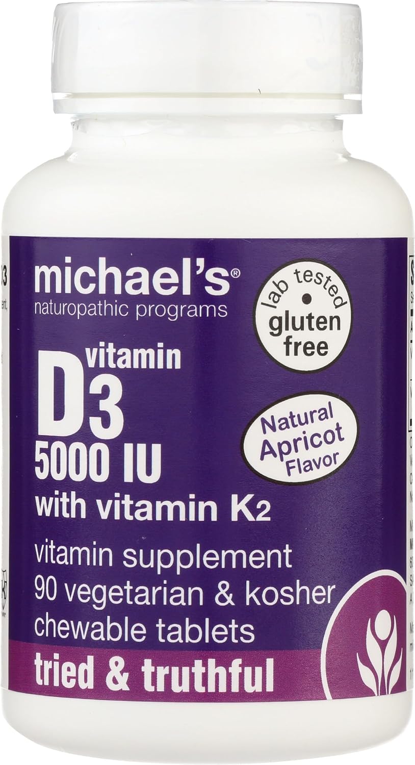 Michael's Health Naturopathic Programmes Vitamin D3 with K2 - 90 Chewable Tablets - Apricot Flavour - Skeletal & Immune System Support - No Added Sugar - Vegetarian & Kosher - görsel 4