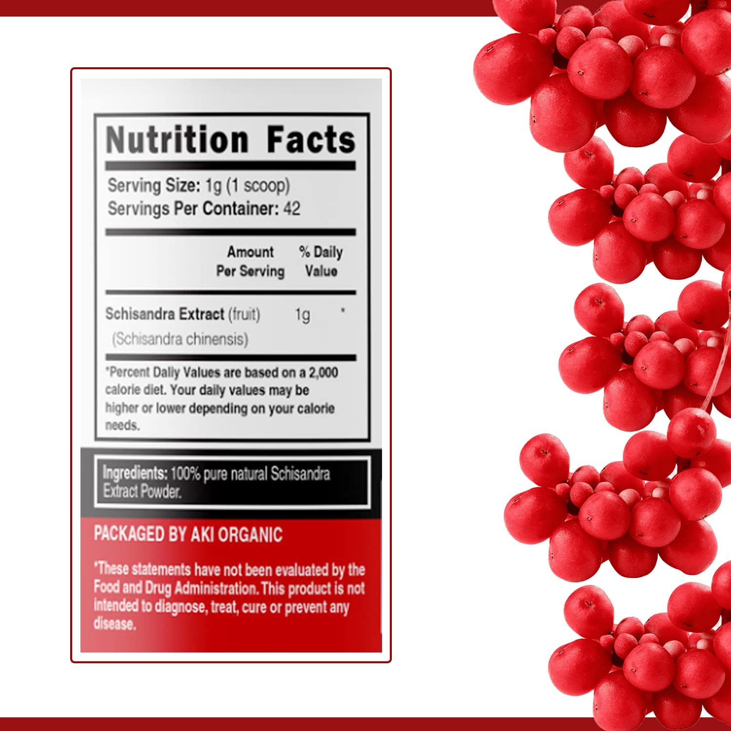 AKI Schisandra Berry Extract Powder - Adaptogenic Superfood, Non-GMO & Vegan Friendly (170g) - görsel 4