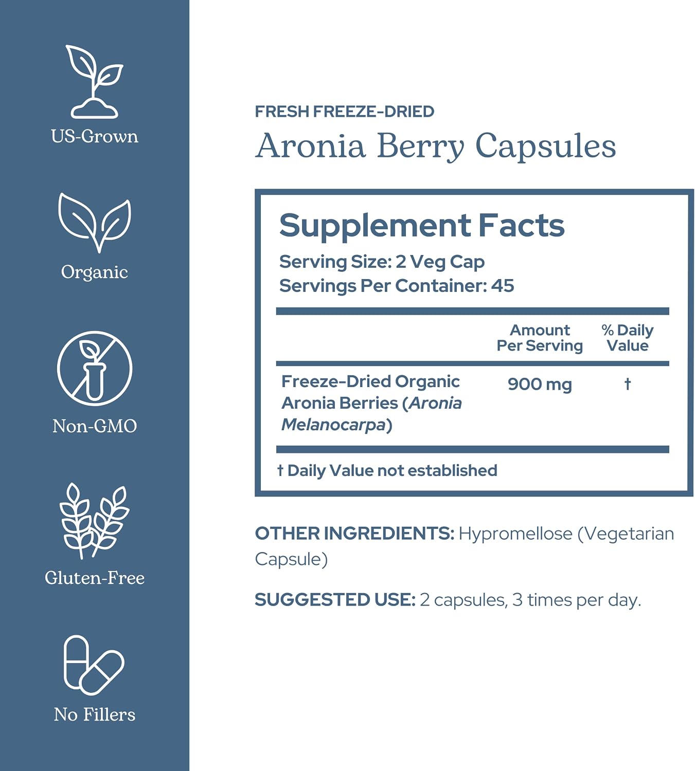 Eclectic Institute Raw Freeze-Dried Organic Aronia Berry Capsules - 90 Capsules (450 mg Each) - görsel 2