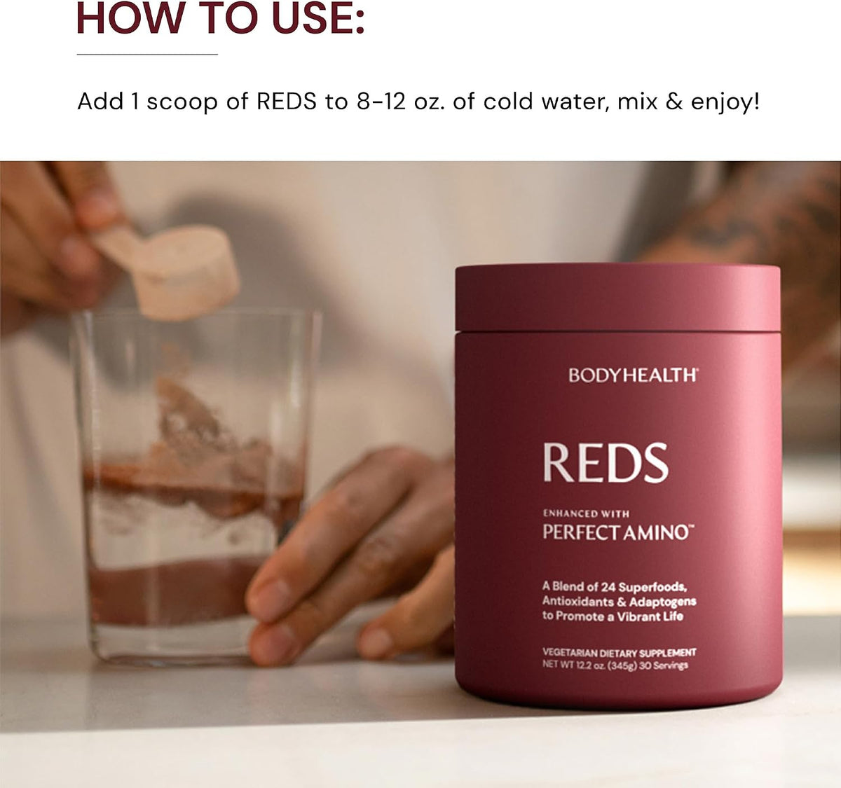 BodyHealth Reds Enhanced with PerfectAmino – Daily Superfood Smoothie Powder, 30 Servings - görsel 5