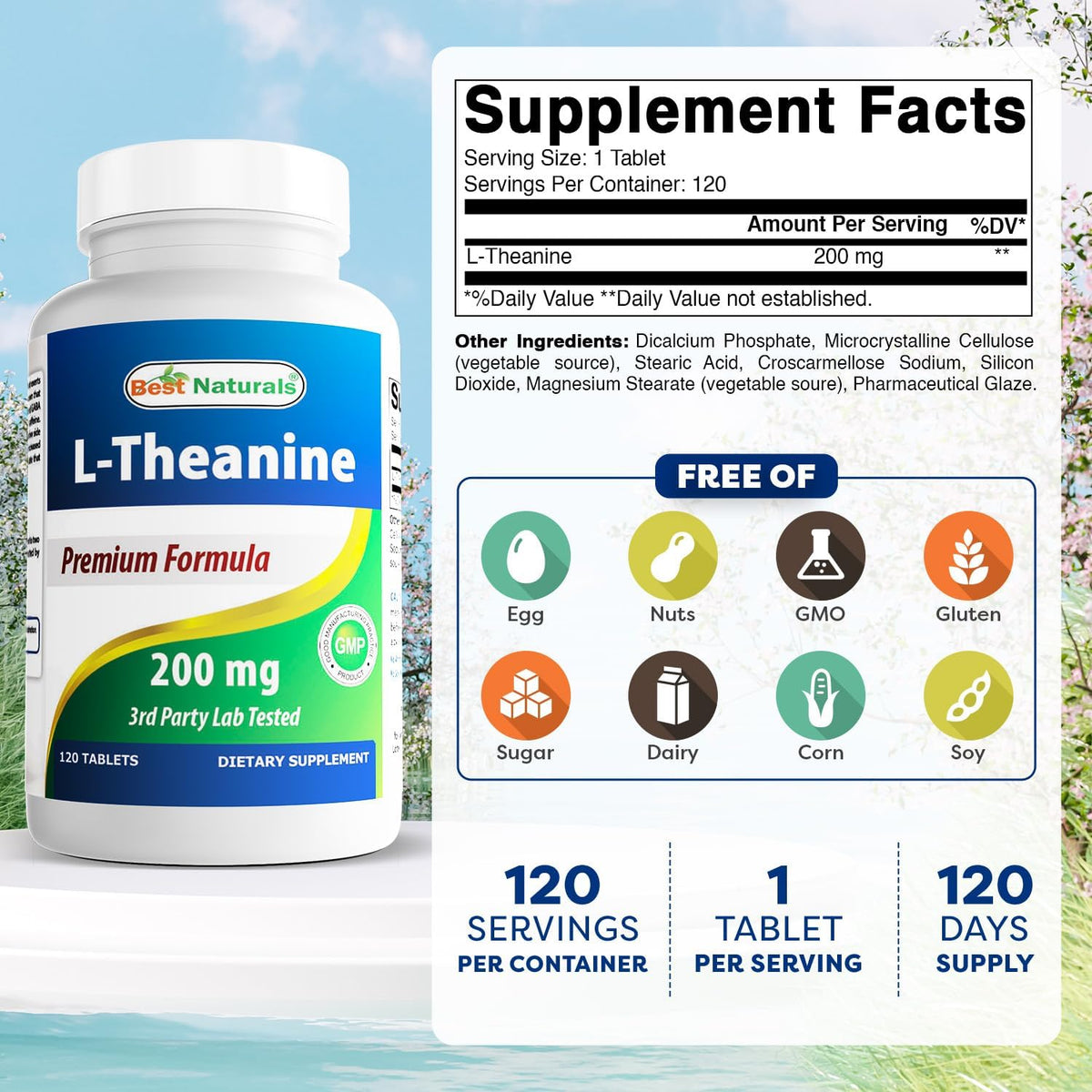 Best Naturals L-Theanine 200mg Tablets – 120 – Students aiming to improve concentration during study sessions or – Image 2