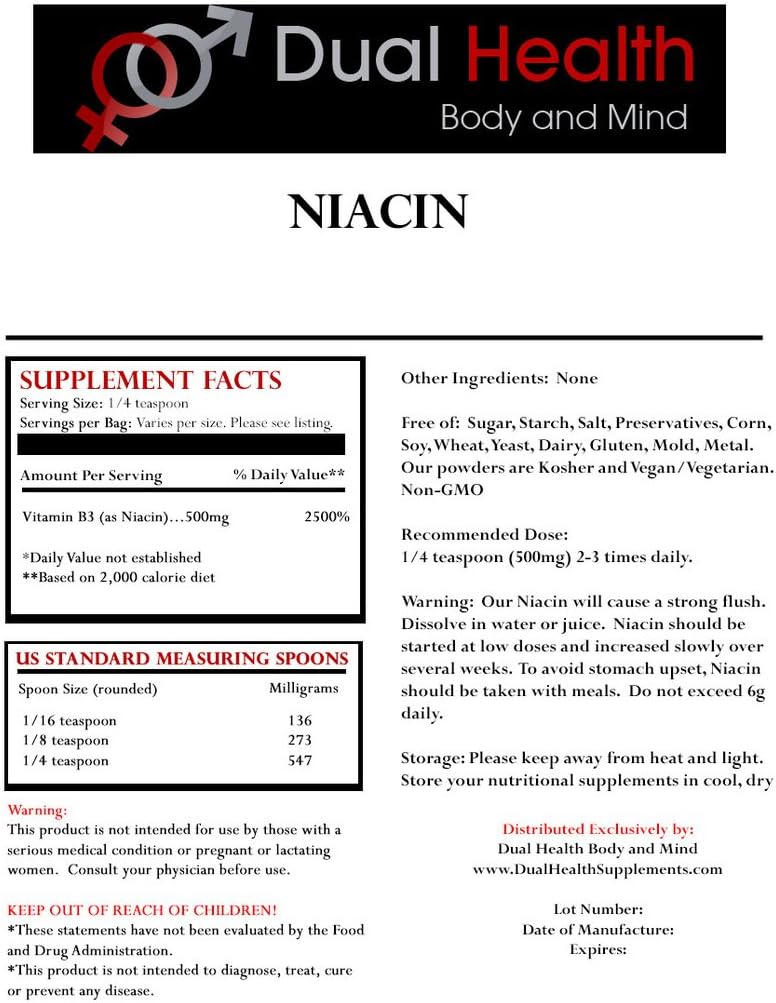 Niacin Powder (2 lb / 907 g) - Vitamin B3 Bulk Supplement, Immediate Release with Flush, Non-GMO, Vegan - görsel 4